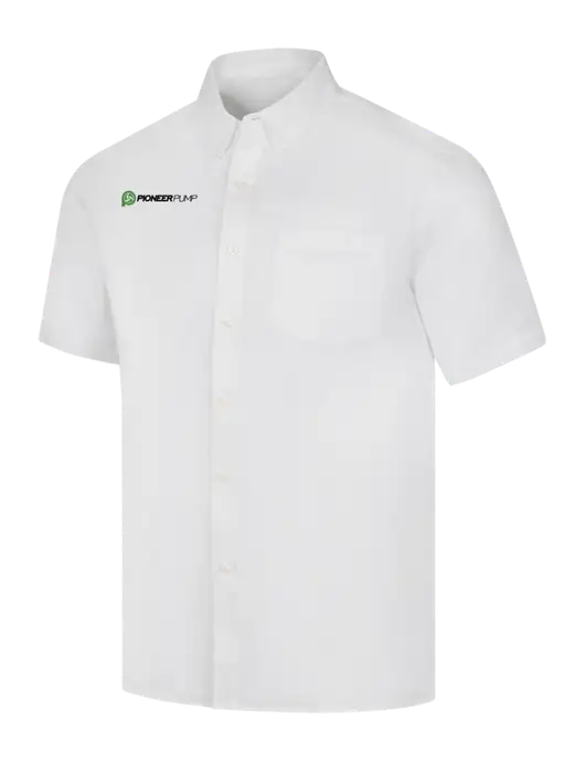 Short Sleeve White Superpro React Twill Shirt w/Pioneer Pump Logo