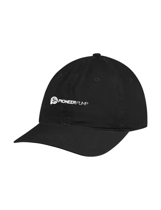 Garment Washed Unstructured Twill Black Cap w/Pioneer Pump Logo