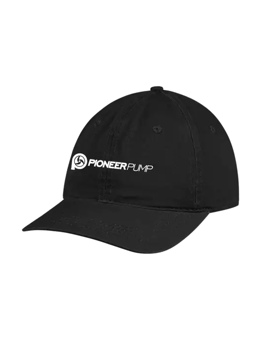 Garment Washed Unstructured Twill Black Cap w/Pioneer Pump Logo