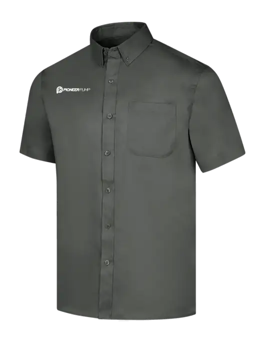 Short Sleeve Dark Grey Superpro React Twill Shirt w/Pioneer Pump Logo