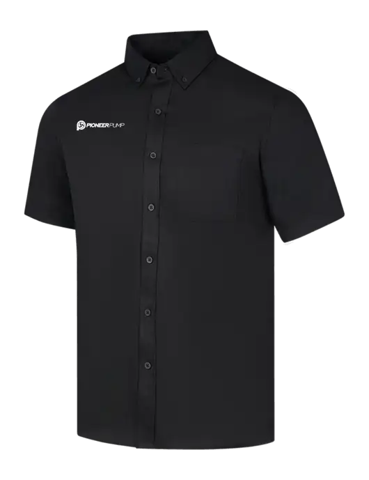 Short Sleeve Deep Black Superpro React Twill Shirt w/Pioneer Pump Logo