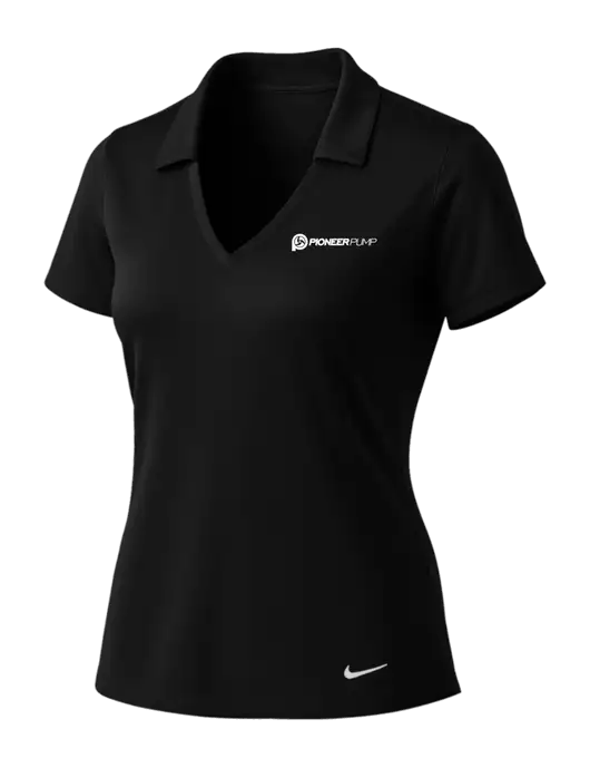 NIKE Black Womens Dri-Fit Vertical Mesh Polo w/Pioneer Pump Logo