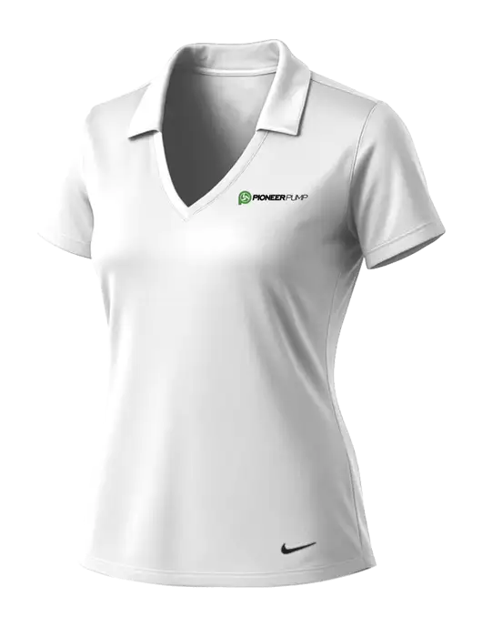 NIKE White Womens Dri-Fit Vertical Mesh Polo w/Pioneer Pump Logo