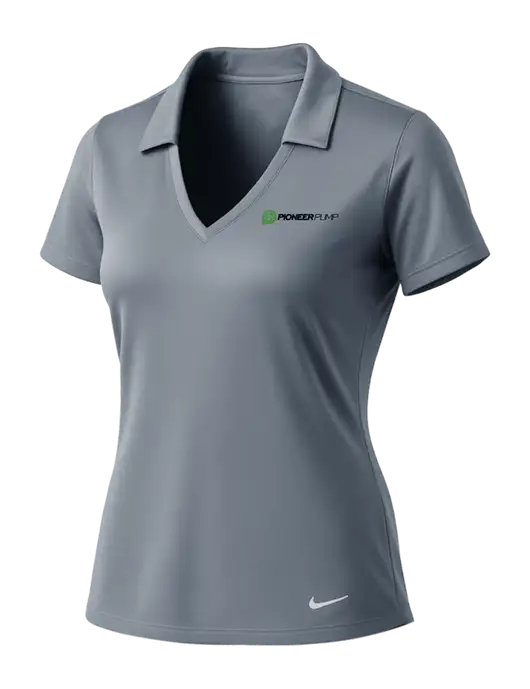 NIKE Medium Grey Womens Dri-Fit Vertical Mesh Polo w/Pioneer Pump Logo