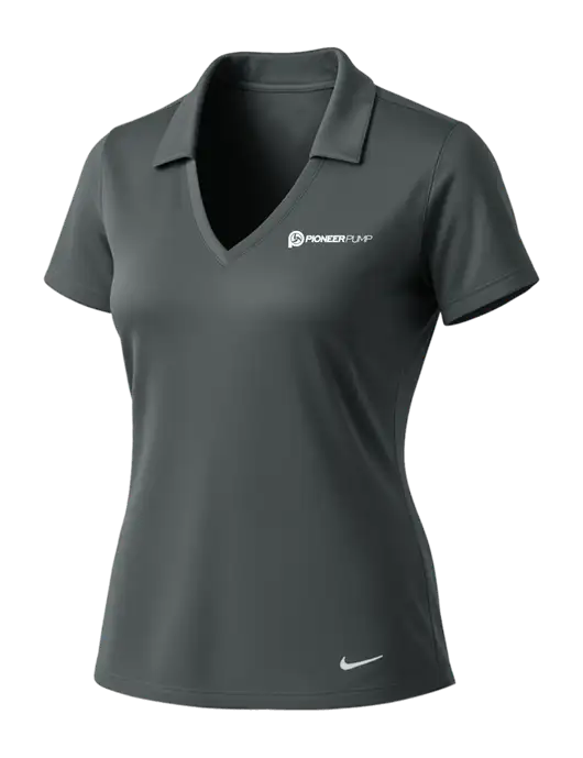 NIKE Dark Grey Womens Dri-Fit Vertical Mesh Polo w/Pioneer Pump Logo