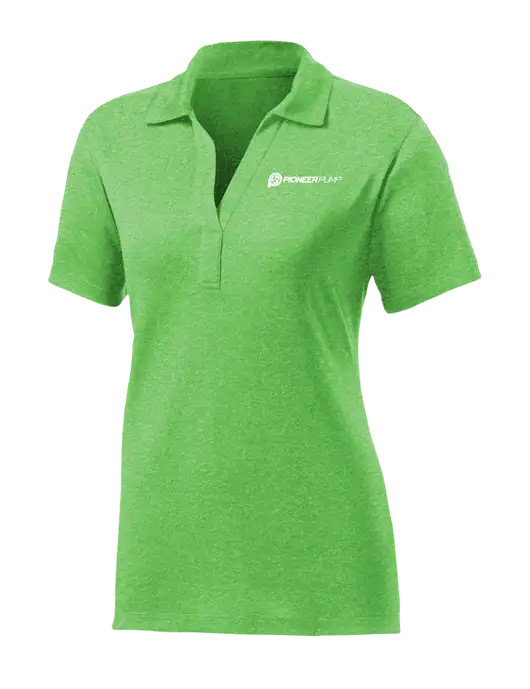 Womens Kelly Green Heather Contender Polo w/Pioneer Pump Logo