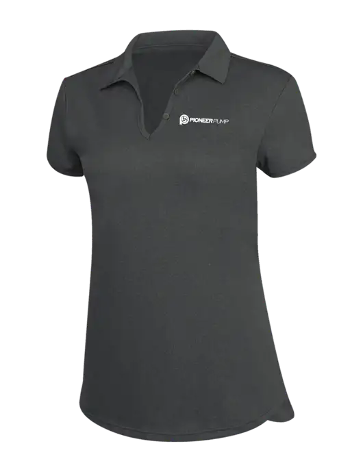 Womens Charcoal Trace Heather Polo w/Pioneer Pump Logo