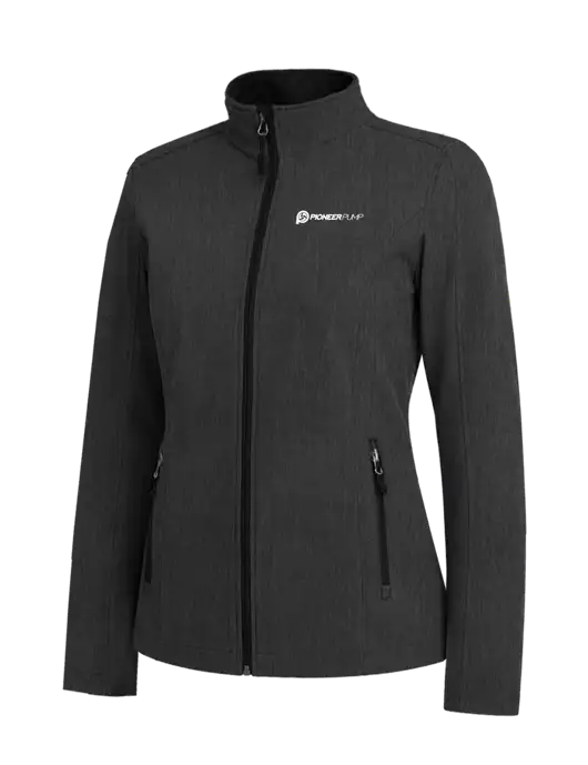 Black Charcoal Heather Womens Core Soft Shell Jacket w/Pioneer Pump Logo