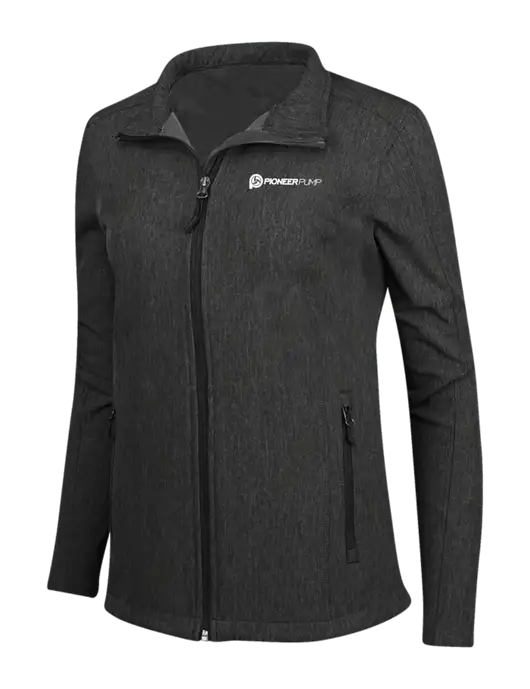 Black Charcoal Heather Womens Core Soft Shell Jacket w/Pioneer Pump Logo