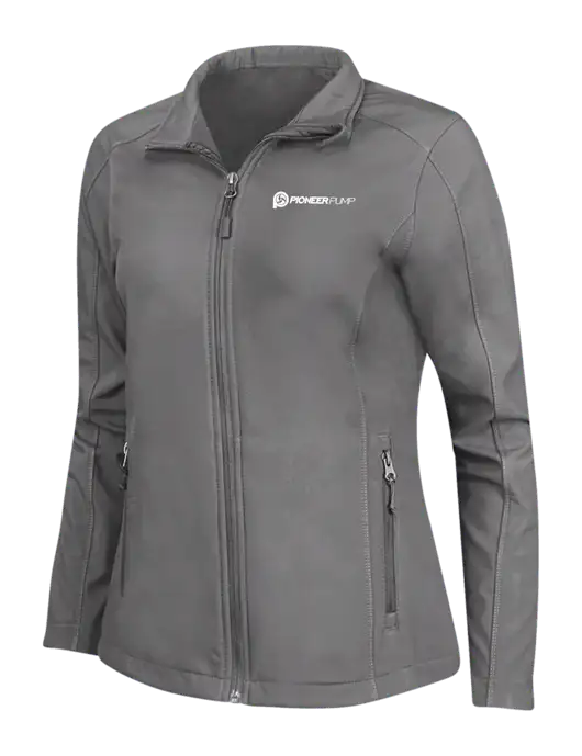 Medium Grey Womens Core Soft Shell Jacket w/Pioneer Pump Logo