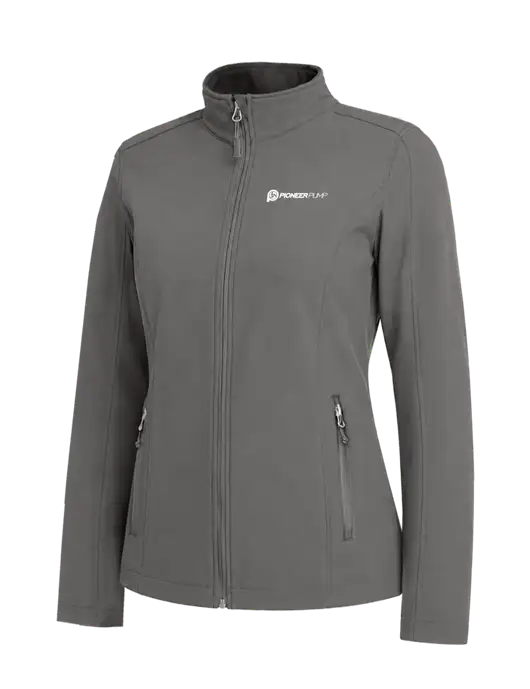 Medium Grey Womens Core Soft Shell Jacket w/Pioneer Pump Logo