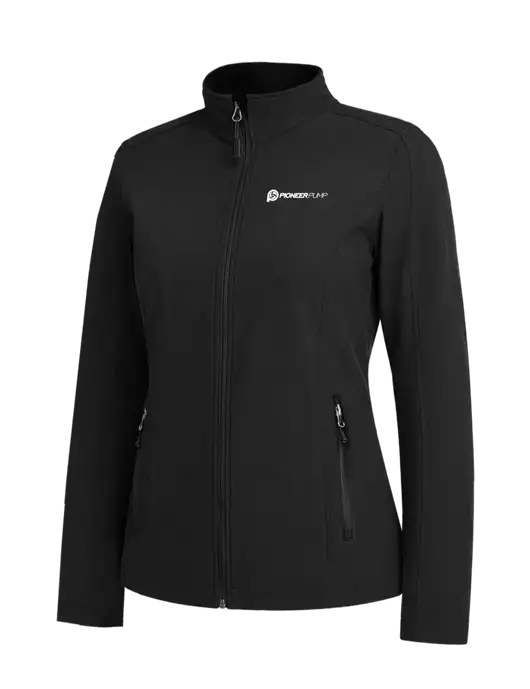 Black Womens Core Soft Shell Jacket w/Pioneer Pump Logo