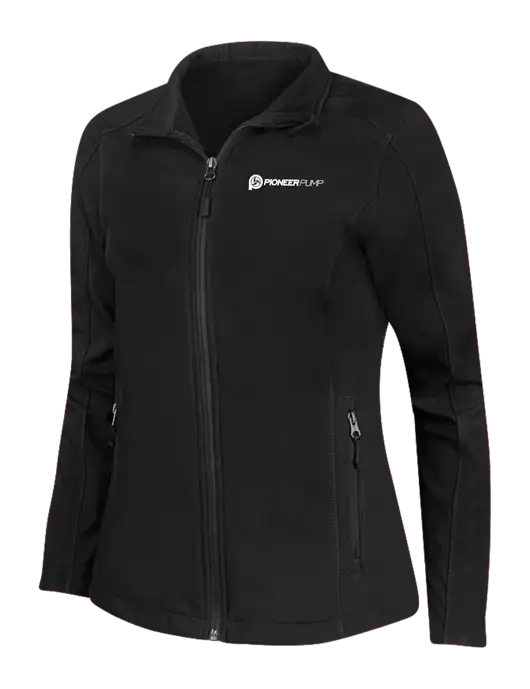 Black Womens Core Soft Shell Jacket w/Pioneer Pump Logo