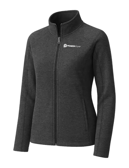 Charcoal Womens Heather Microfleece Full-Zip Jacket w/Pioneer Pump Logo