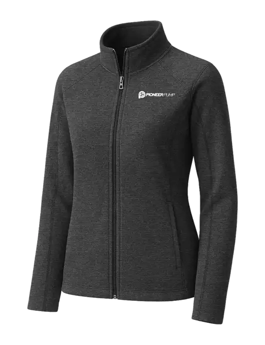 Charcoal Womens Heather Microfleece Full-Zip Jacket w/Pioneer Pump Logo