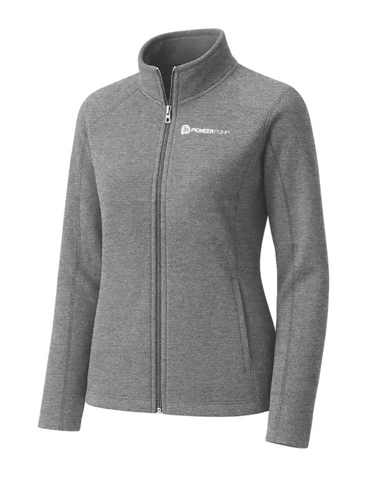 Medium Grey Womens Heather Microfleece Full-Zip Jacket w/Pioneer Pump Logo
