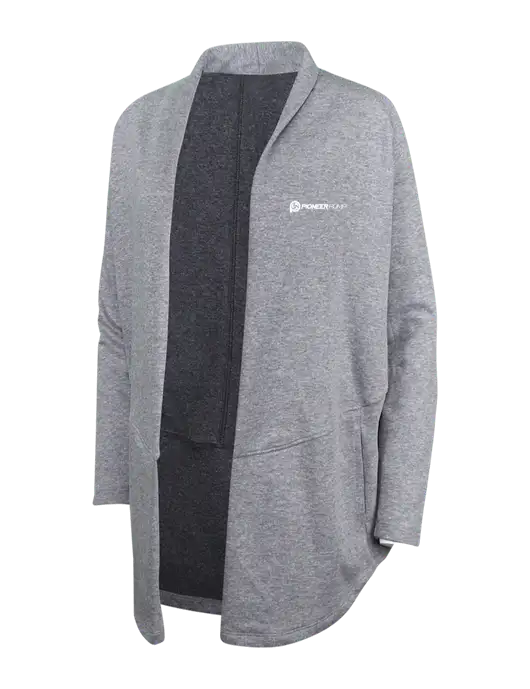 Medium Heather Grey/Char Heather Womens Interlock Cardigan w/Pioneer Pump Logo
