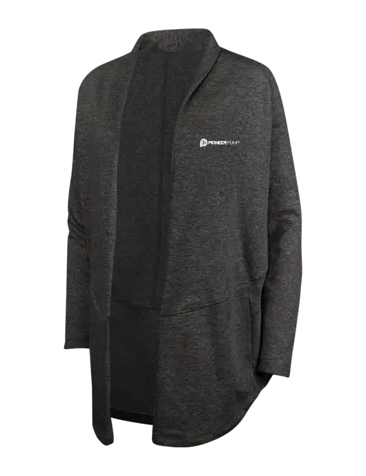 Charcoal Heather/ Medium Heather Grey Womens Interlock Cardigan w/Pioneer Pump Logo