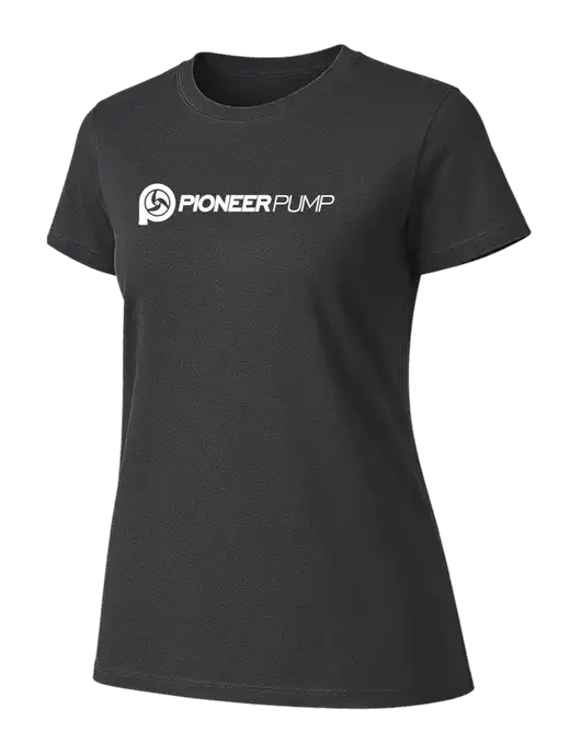 Womens Ring Spun Charcoal 4.5 oz T-Shirt w/Pioneer Pump Logo