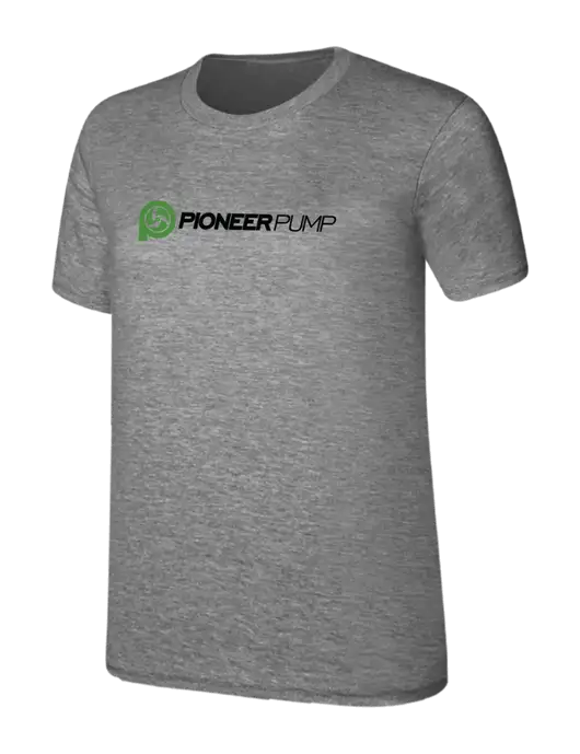 Womens Ring Spun Light Grey Heather 4.5 oz T-Shirt w/Pioneer Pump Logo