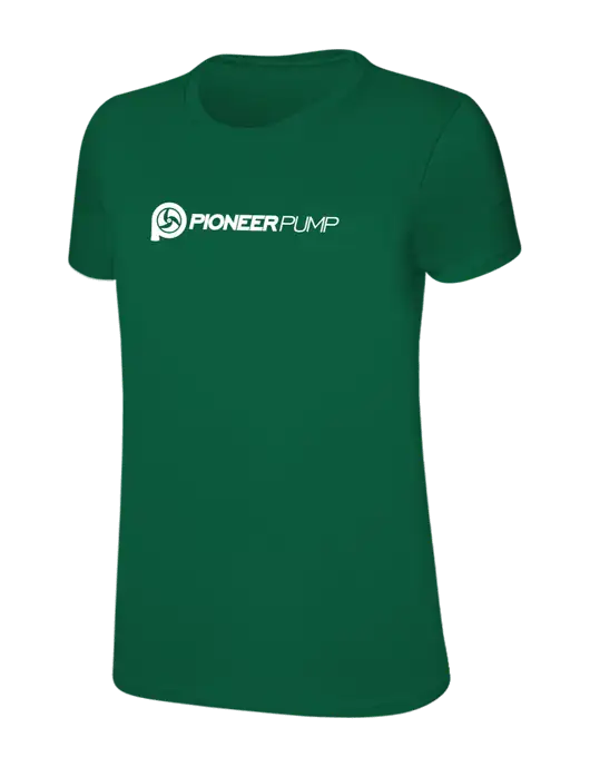 Womens Ring Spun Kelly Green 4.5 oz T-Shirt w/Pioneer Pump Logo