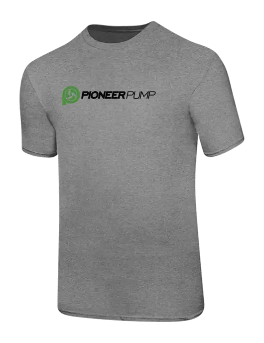 Ring Spun Light Heather Grey 4.5 oz T-Shirt w/Pioneer Pump Logo