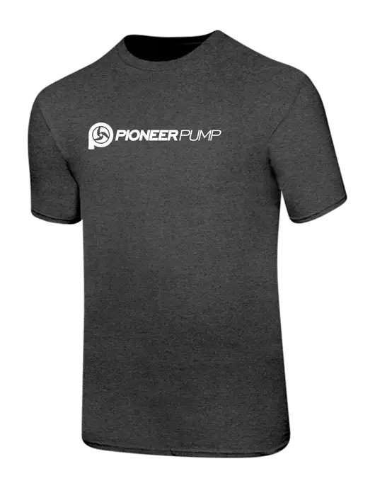 Ring Spun Dark Heather Grey 4.5 oz T-Shirt w/Pioneer Pump Logo