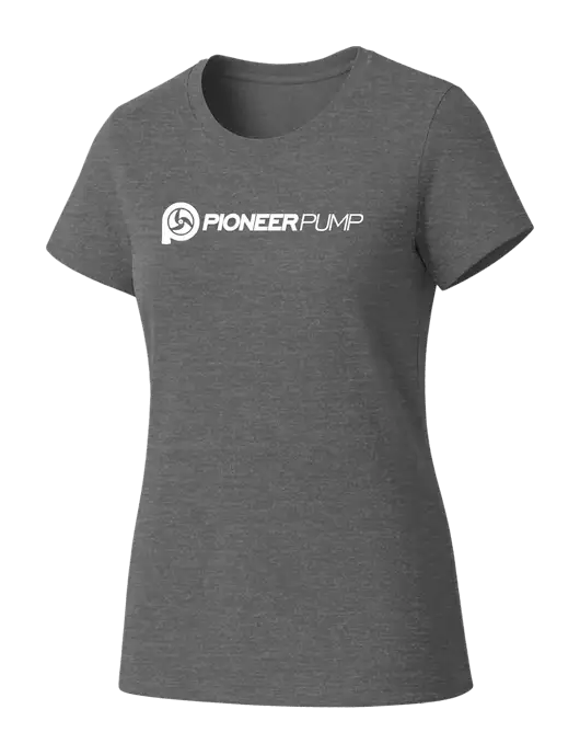 Womens Seriously Soft Grey Frost T-Shirt w/Pioneer Pump Logo