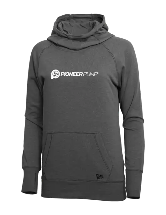 New Era Black Heather Womens Tri-Blend Fleece Pullover Hoodie w/Pioneer Pump Logo
