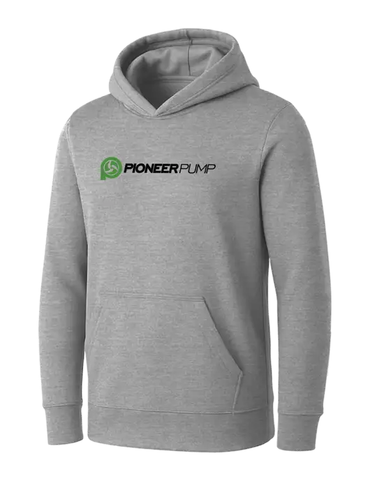 Womens Light Grey Heather Core Fleece Pullover Hooded Sweatshirt w/Pioneer Pump Logo