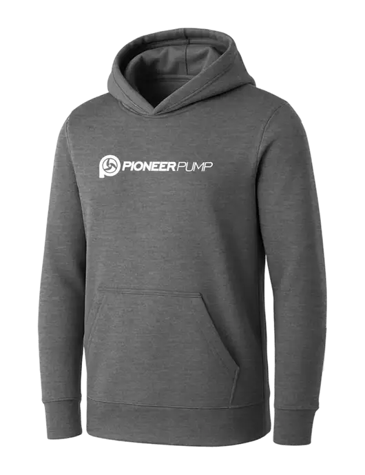 Womens Medium Grey Heather Core Fleece Pullover Hooded Sweatshirt w/Pioneer Pump Logo