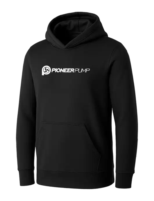 Womens Black Core Fleece Pullover Hooded Sweatshirt w/Pioneer Pump Logo
