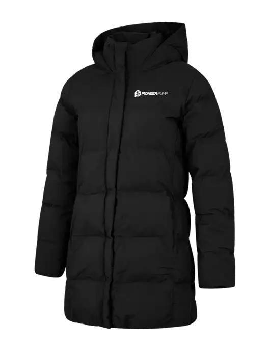 Mercer+Mettle Womens Deep Black Puffy Parka  w/Pioneer Pump Logo