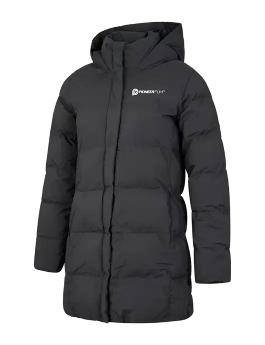 Mercer+Mettle Womens Dark Grey Puffy Parka  w/Pioneer Pump Logo