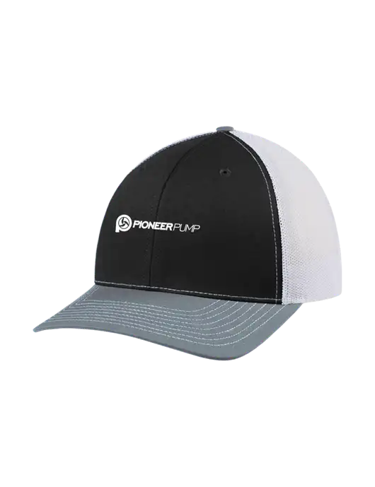 Richardson Adjustable Snapback Original 112 Trucker Cap Black/Light Heather Grey/White Mesh w/Pioneer Pump Logo