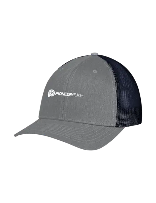 Richardson Adjustable Snapback Original 112 Trucker Cap Heather Grey w/Navy Mesh w/Pioneer Pump Logo