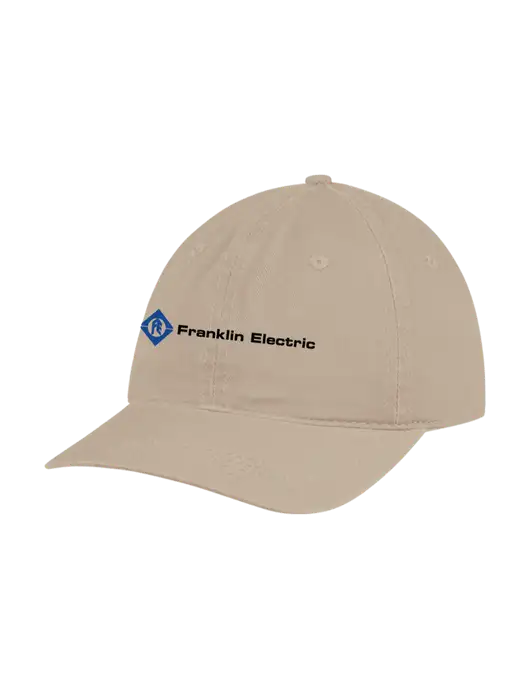 Garment Washed Unstructured Twill Tan Cap w/Franklin Electric Logo