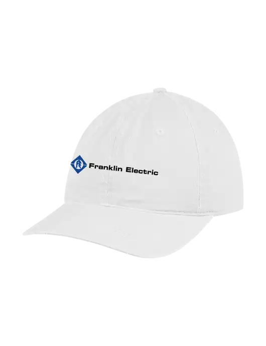 Garment Washed Unstructured Twill White Cap w/Franklin Electric Logo