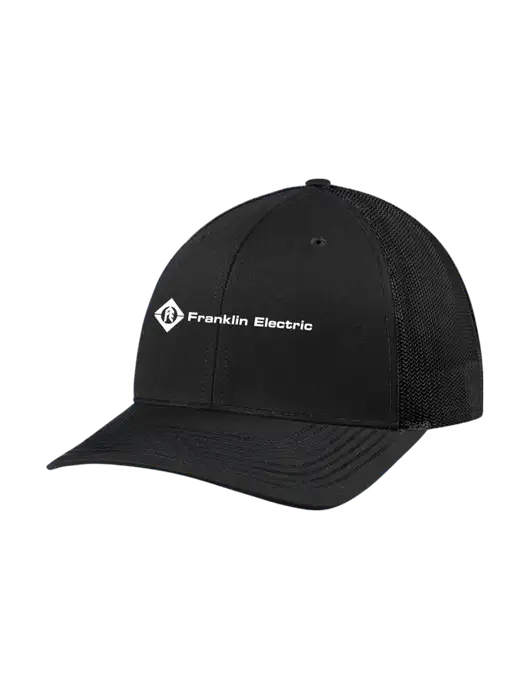 Richardson Adjustable Snapback Original 112 Trucker Cap Black w/Black Mesh w/Franklin Electric Logo