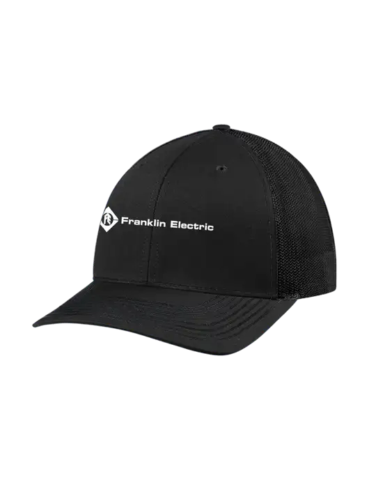 Richardson Adjustable Snapback Original 112 Trucker Cap Black w/Black Mesh w/Franklin Electric Logo