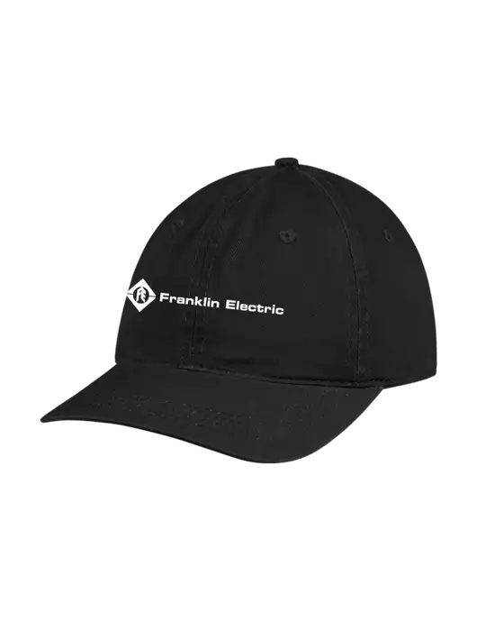 Garment Washed Unstructured Twill Black Cap w/Franklin Electric Logo