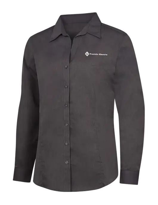Womens Soft Black Crosshatch Easy Care Shirt w/Franklin Electric Logo