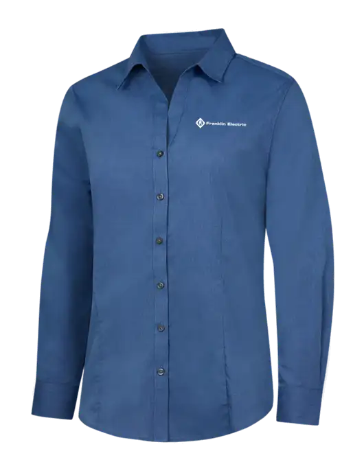 Light Navy Womens Crosshatch Easy Care Shirt w/Franklin Electric Logo