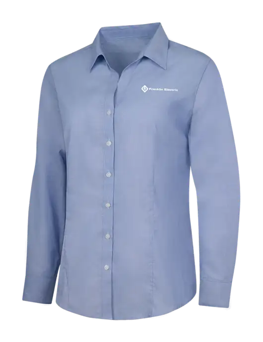 Light Slate Blue Womens Crosshatch Easy Care Shirt w/Franklin Electric Logo