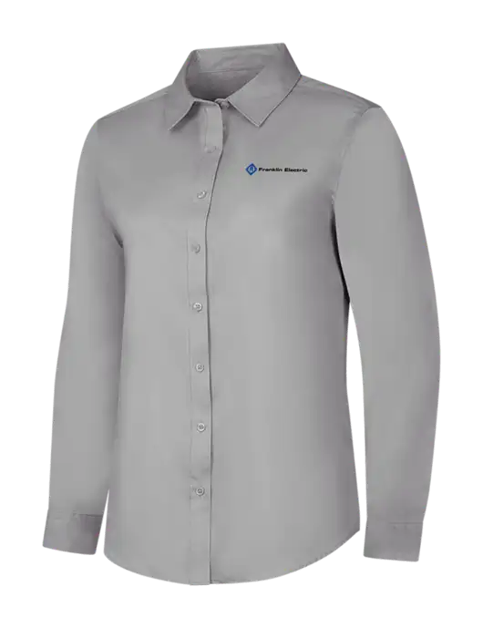 Light Grey Womens Long Sleeve Superpro React Twill Shirt w/Franklin Electric Logo