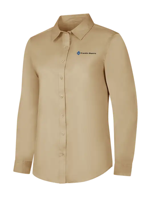 Dark Tan Womens Long Sleeve Superpro React Twill Shirt w/Franklin Electric Logo