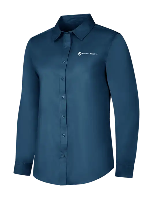 Light Navy Womens Long Sleeve Superpro React Twill Shirt w/Franklin Electric Logo