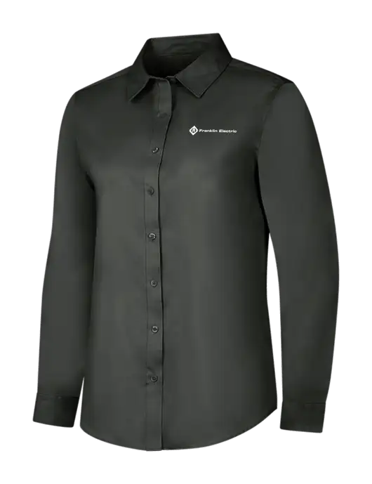 Dark Grey Womens Long Sleeve Superpro React Twill Shirt w/Franklin Electric Logo