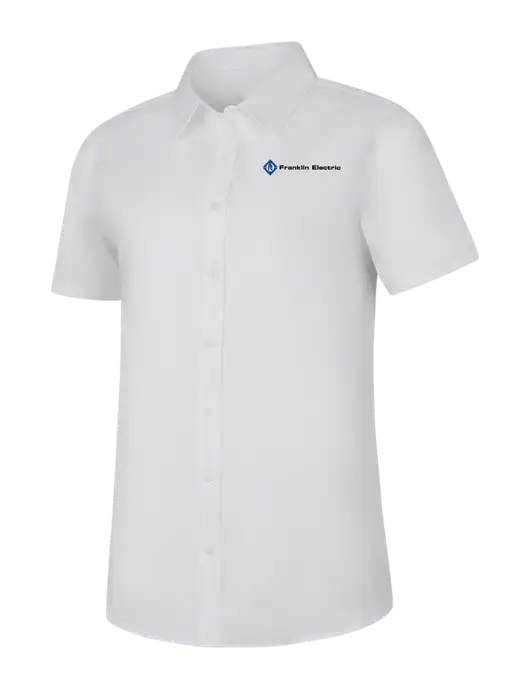 Womens White Short Sleeve Superpro React Twill Shirt w/Franklin Electric Logo
