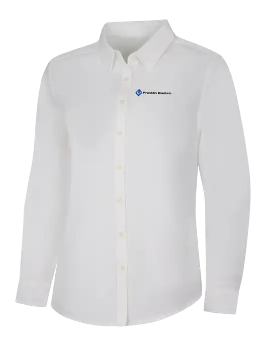 Womens White Long Sleeve Superpro React Twill Shirt w/Franklin Electric Logo